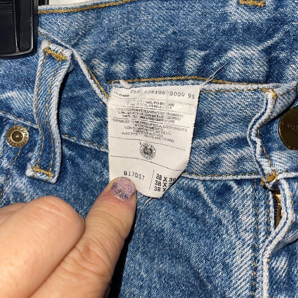 Carhartt Vintage Mens Jeans Size 38 x 30 Straight Leg Light Wash Blue Denim - Picture 7 of 10